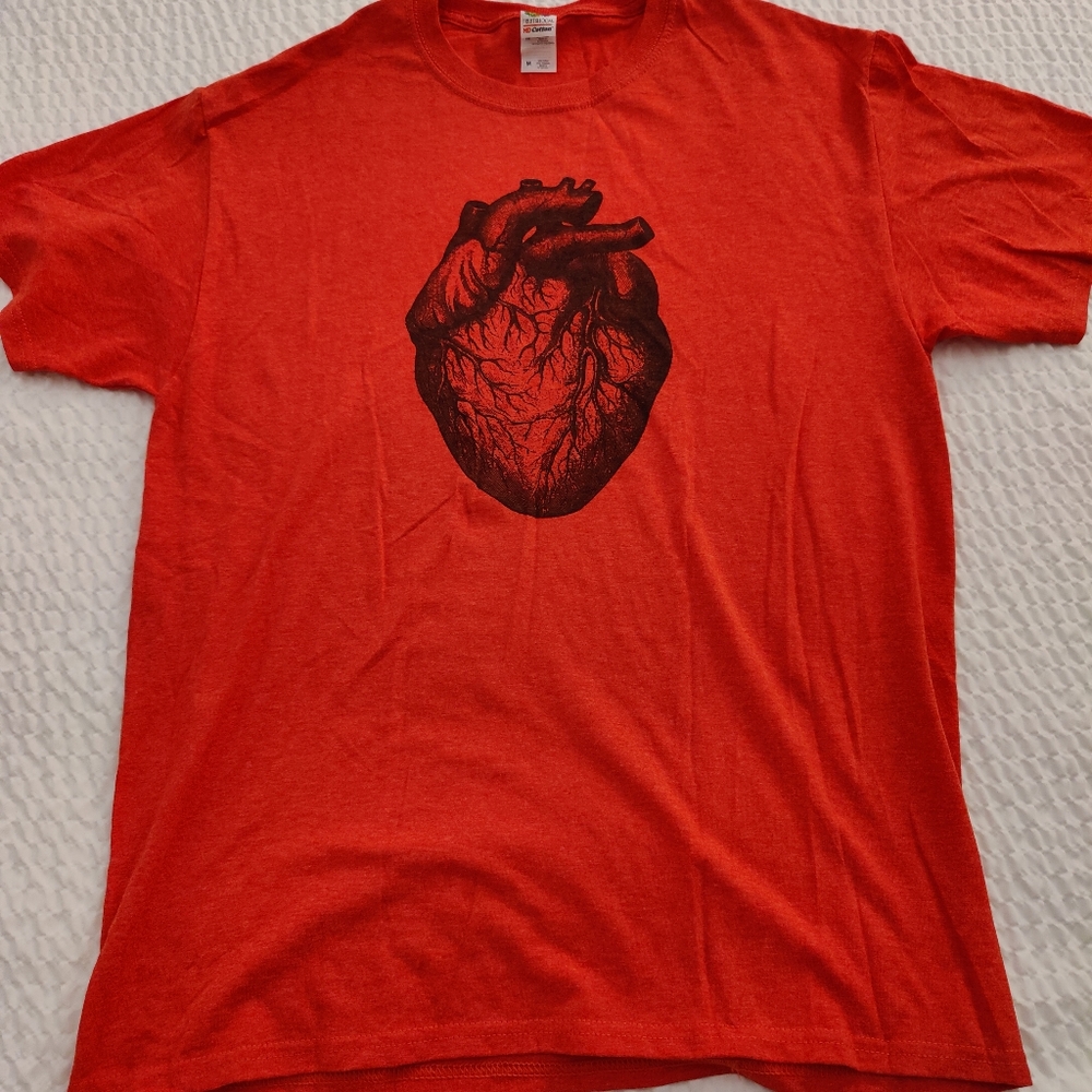 MY HEART BELONGS TO YOU T-SHIRT. RED WITH HEART DESIGN. SIZE MEDIUM